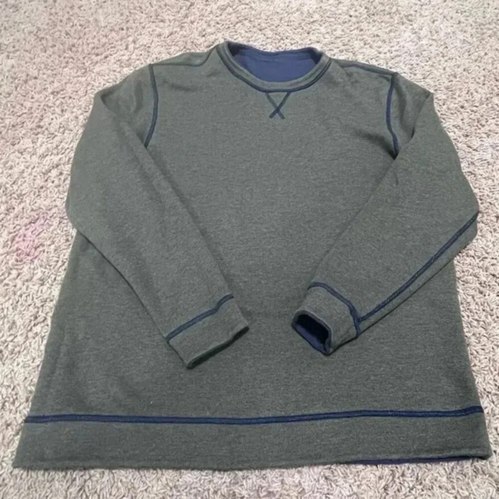 Island Sands Men's XL Thick Reversible Crewneck Sweater with Contrast Stitching